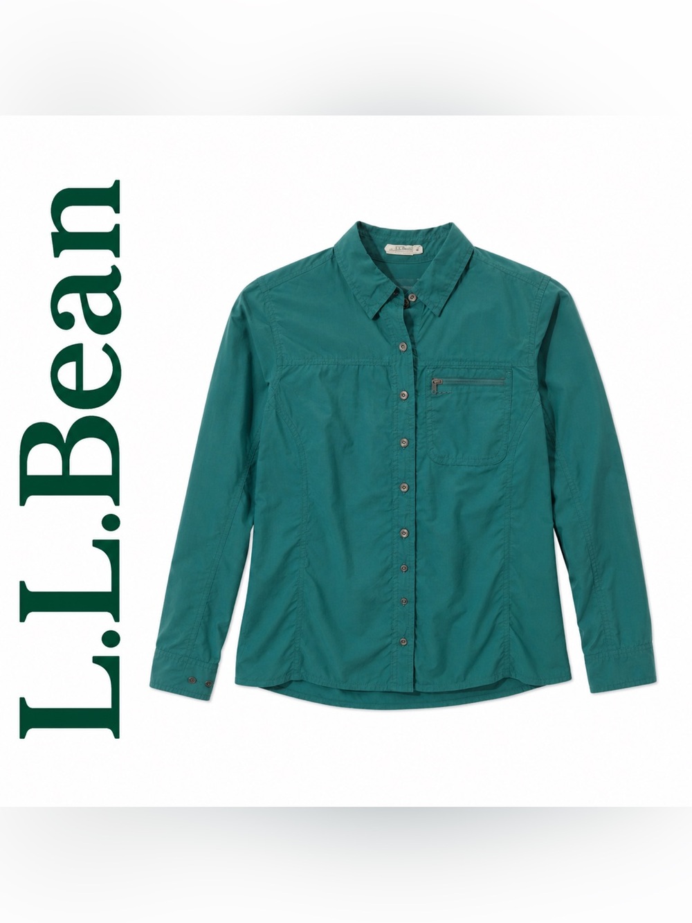 L.L.Bean Ripstop Hiking Trail Shirt Teal Women’s Small